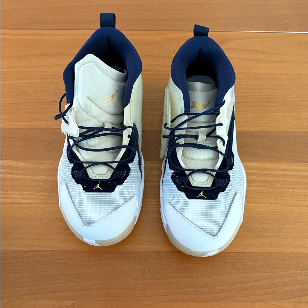 NWT Jordan Zion 1 Kids' Cream and Blue Athletic Shoes - Picture 4 of 9